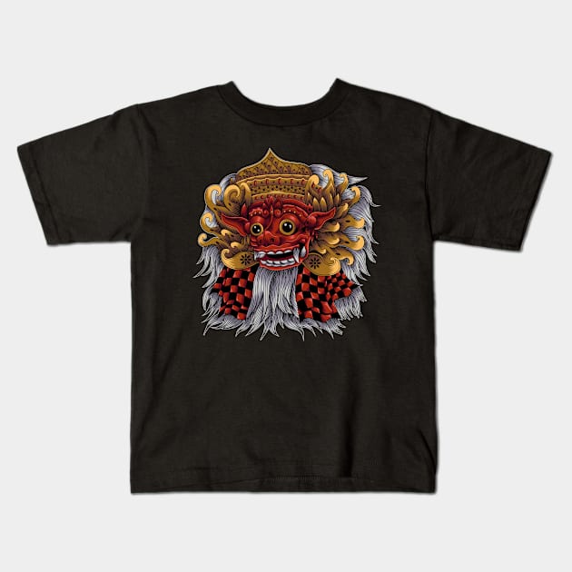 Balinese Mask Kids T-Shirt by KINNFUL